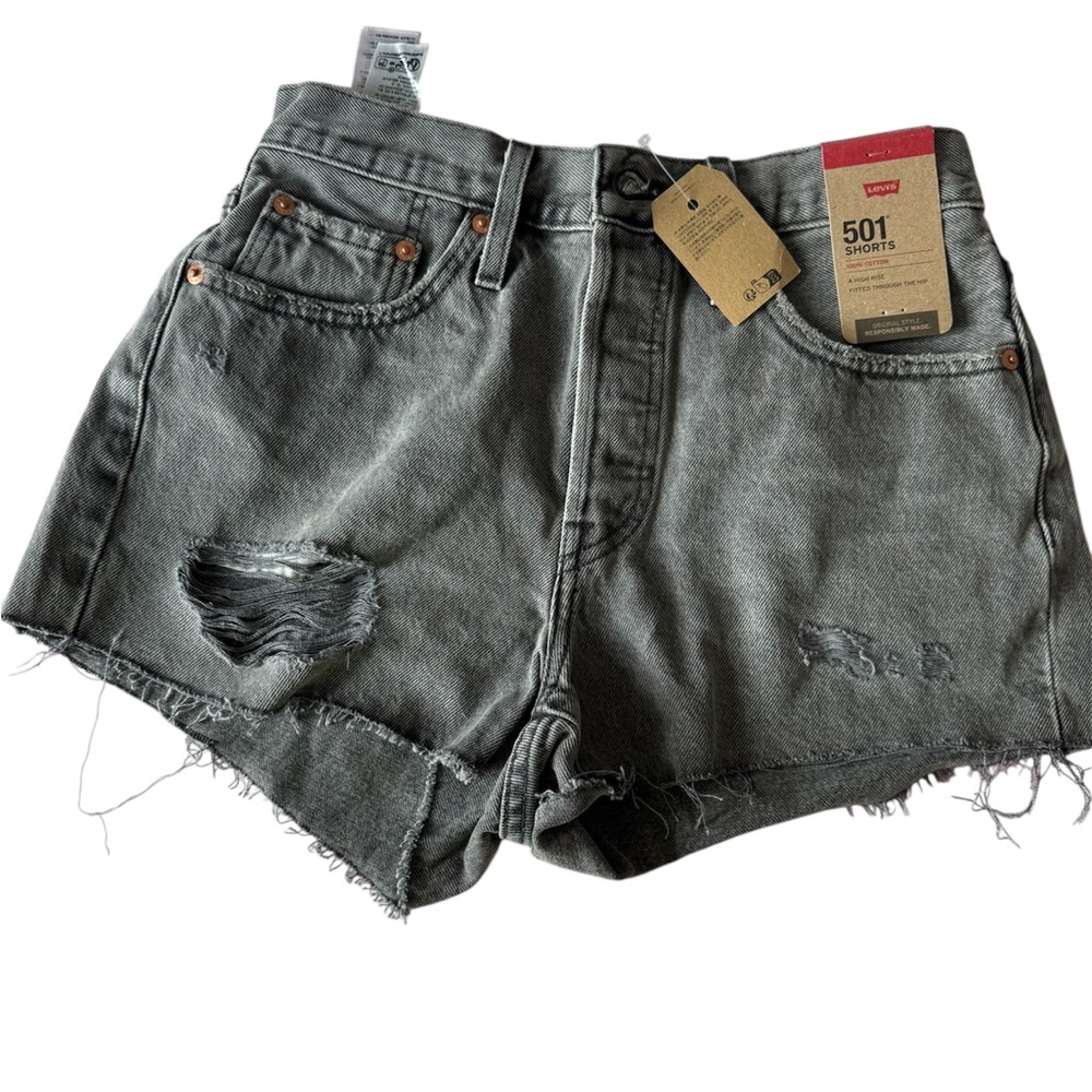 Levi's Women's Distressed Black Denim Shorts